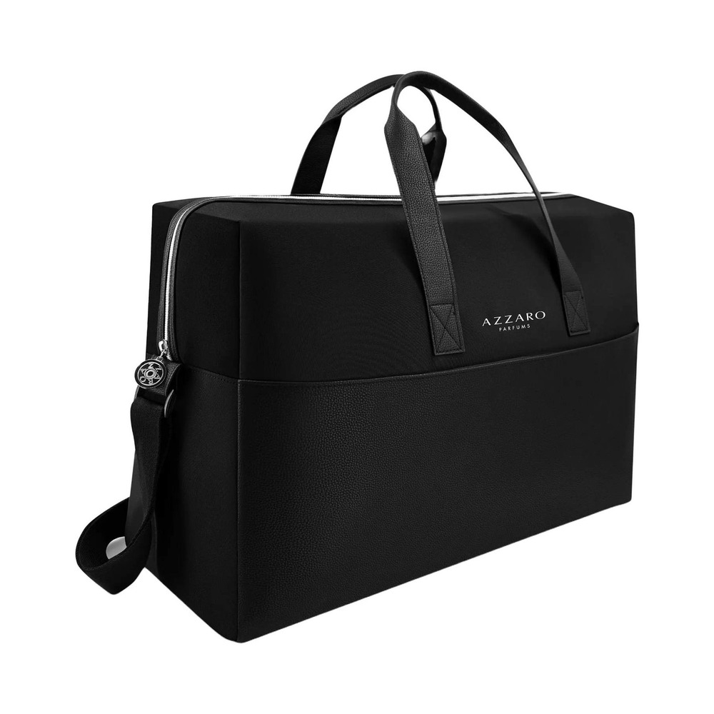 Azzaro Black Travel Duffel Bag Weekend Overnight Carry On Leather‎ Accents